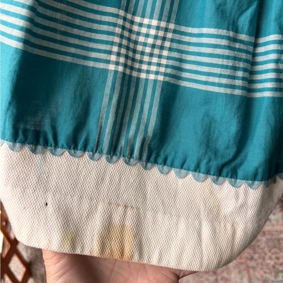 Vintage Teal Plaid Cotton Tie Shoulder Sundress - Picture 6 of 6